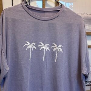 SHEIN Lavender Palm Graphic Long Sleeve Tee